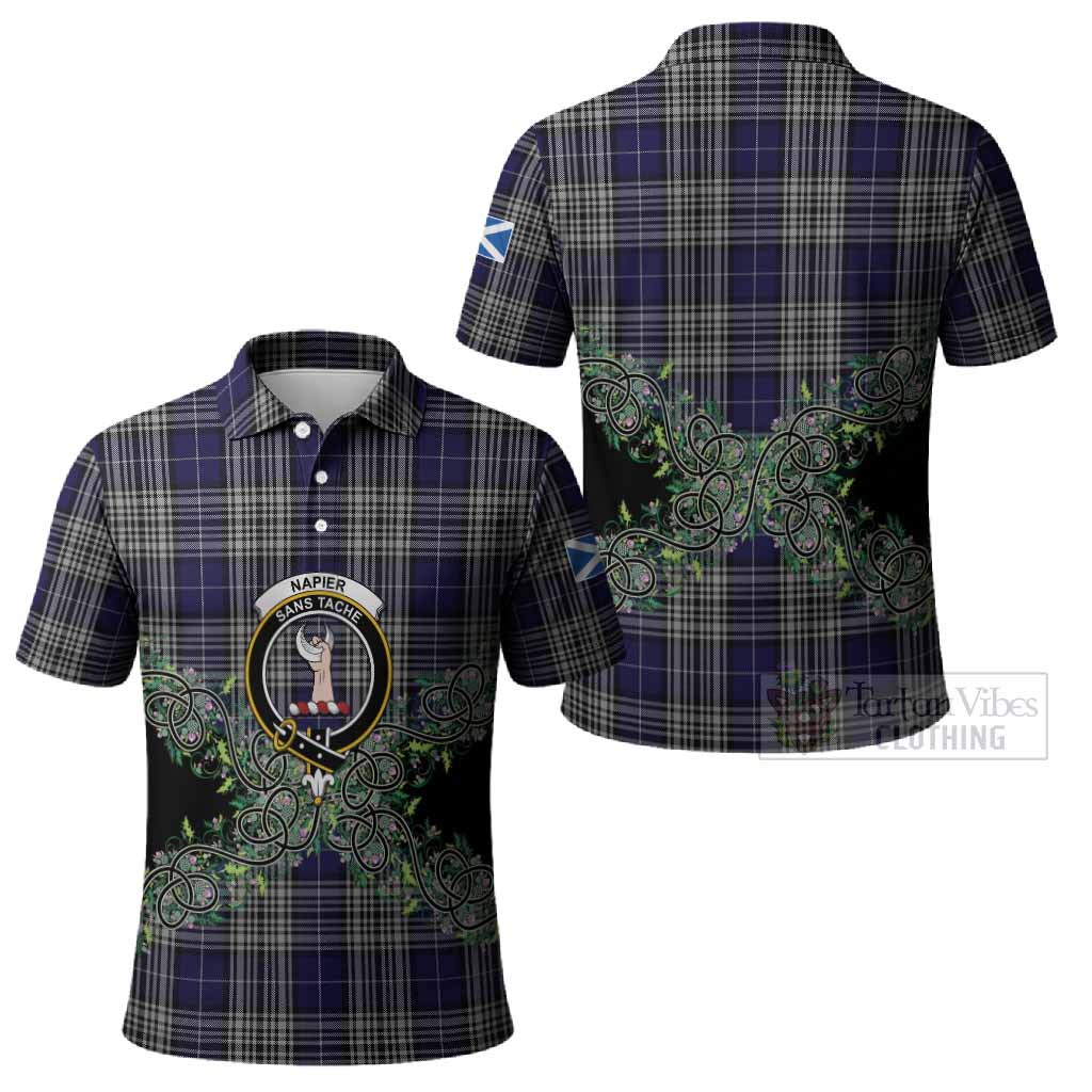 Napier Tartan Polo Shirt Thistle Scottish Spirit