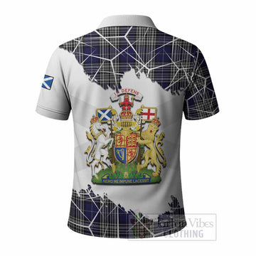 Napier Tartan Polo Shirt with Family Crest and Lion Rampant Grunge Style