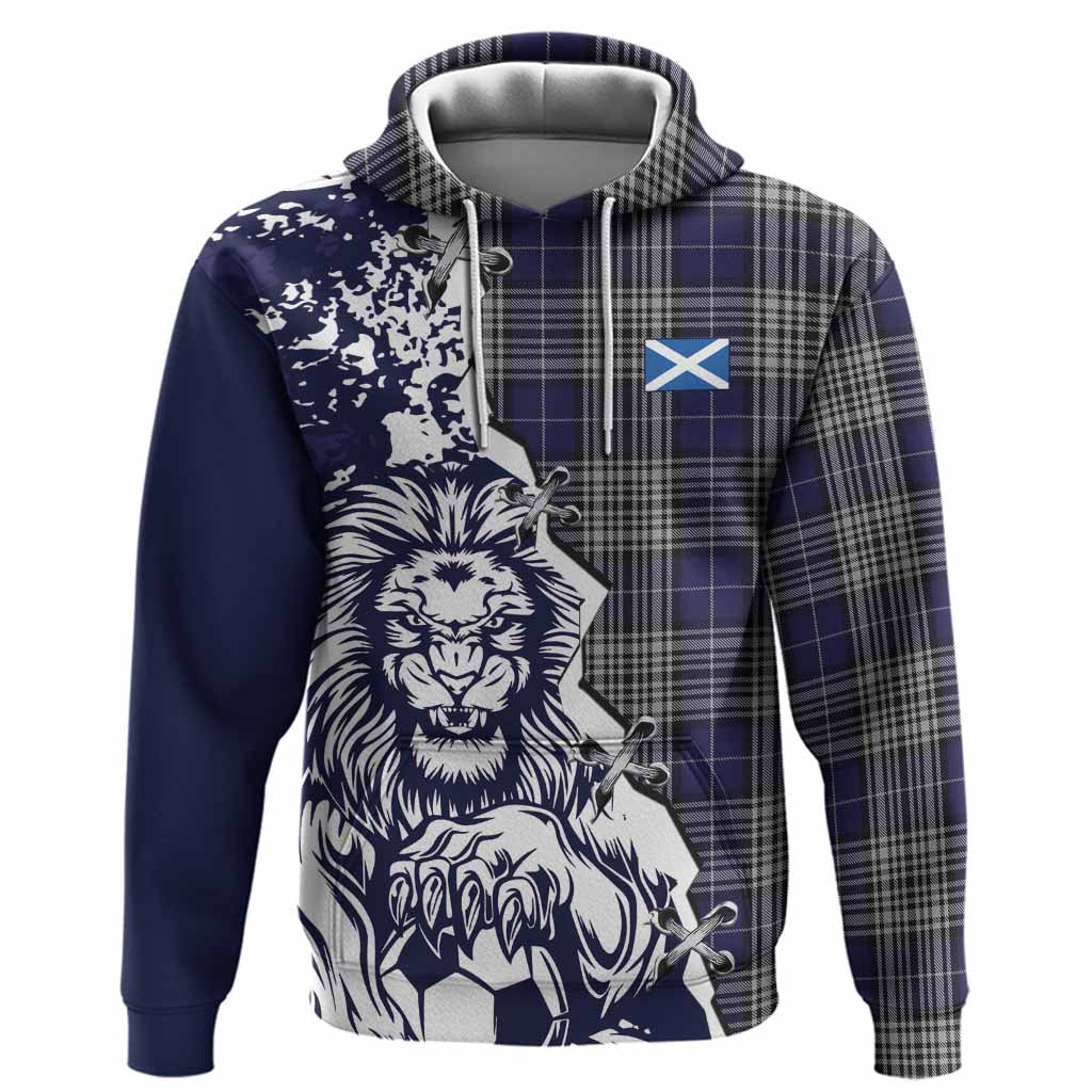 Napier Tartan Scottish Hoodie Angry Lion With Soccer Ball Style