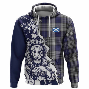 Napier Tartan Scottish Hoodie Angry Lion With Soccer Ball Style