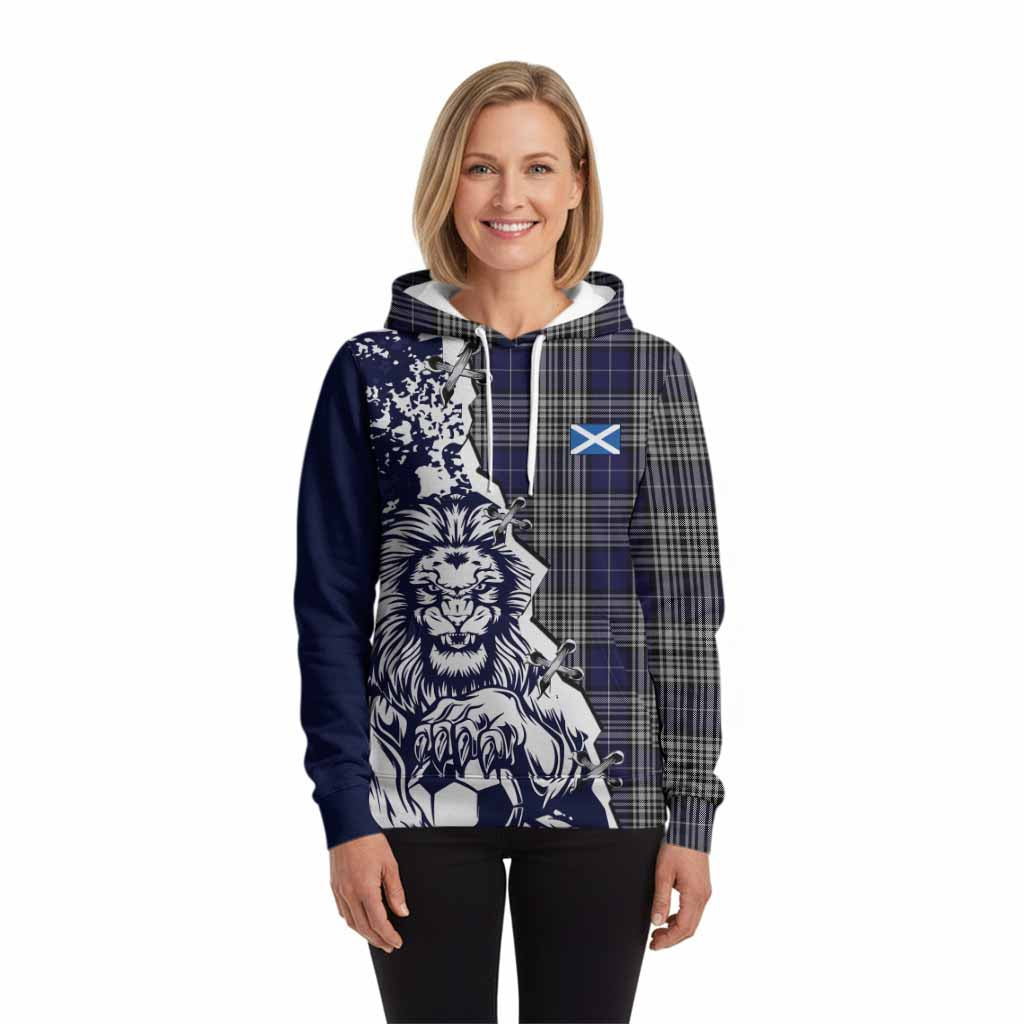 Napier Tartan Scottish Hoodie Angry Lion With Soccer Ball Style