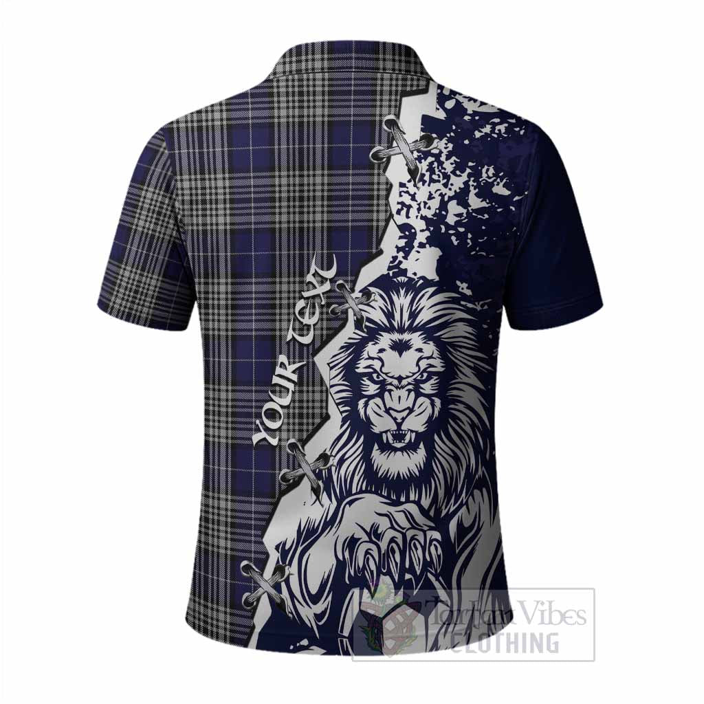 Napier Tartan Scottish Polo Shirt Angry Lion With Soccer Ball Style