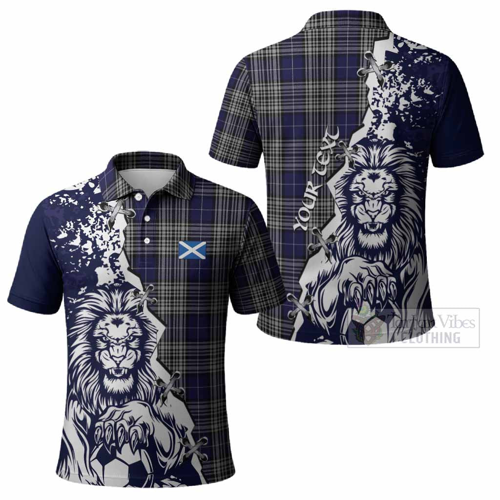 Napier Tartan Scottish Polo Shirt Angry Lion With Soccer Ball Style
