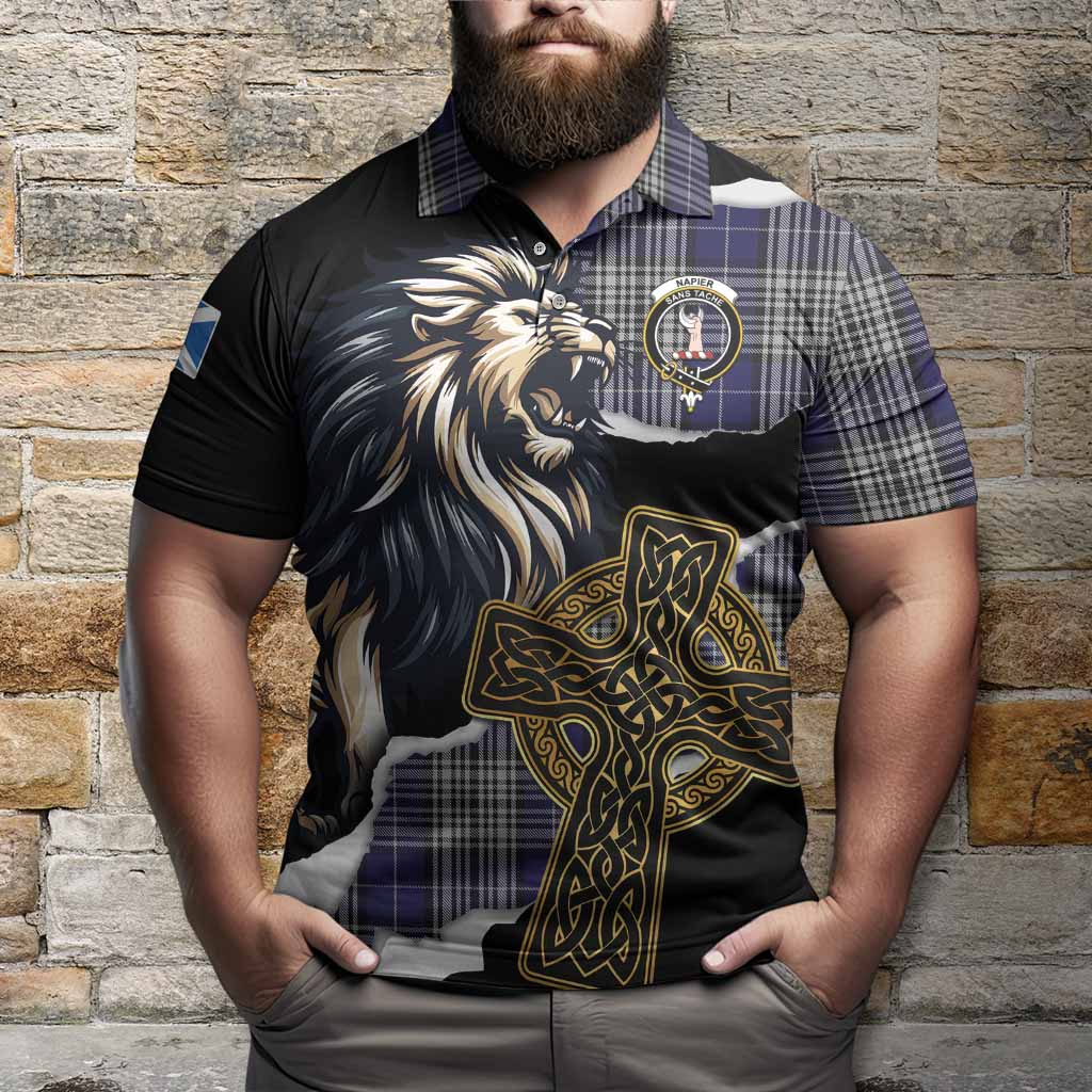 Napier Tartan Scottish Polo Shirt Lion Celtic Heritage
