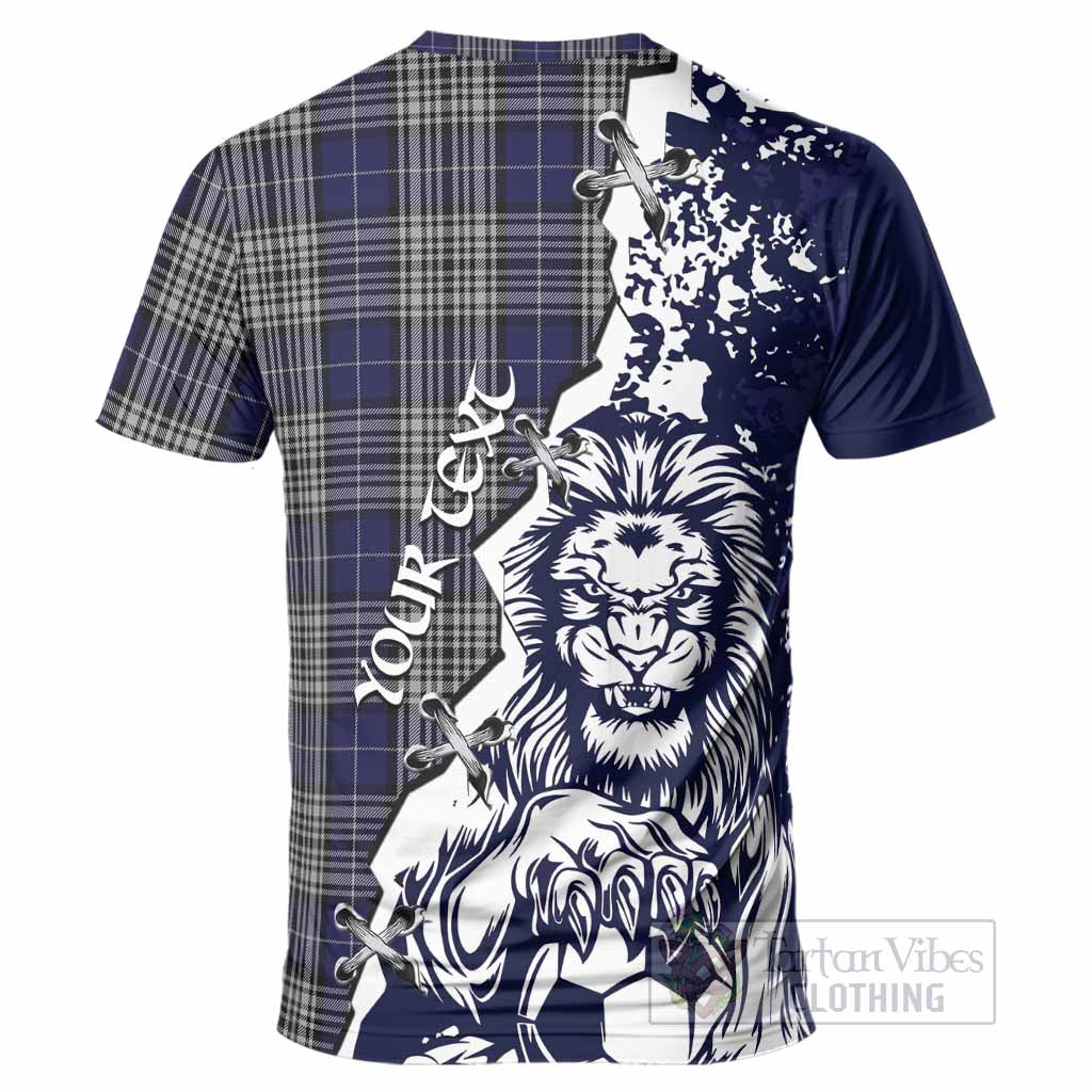 Napier Tartan Scottish T-Shirt Angry Lion With Soccer Ball Style