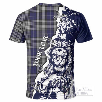 Napier Tartan Scottish T-Shirt Angry Lion With Soccer Ball Style
