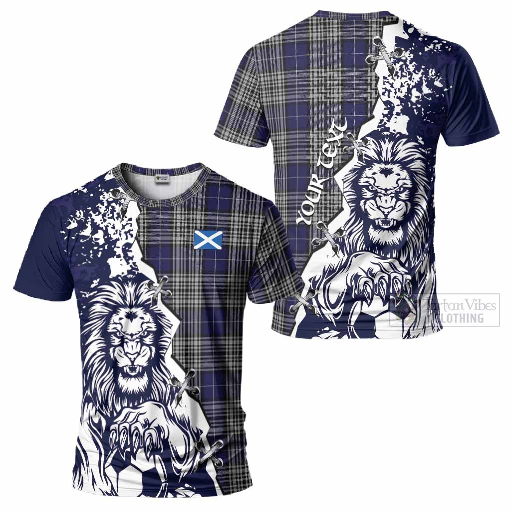 Napier Tartan Scottish T-Shirt Angry Lion With Soccer Ball Style