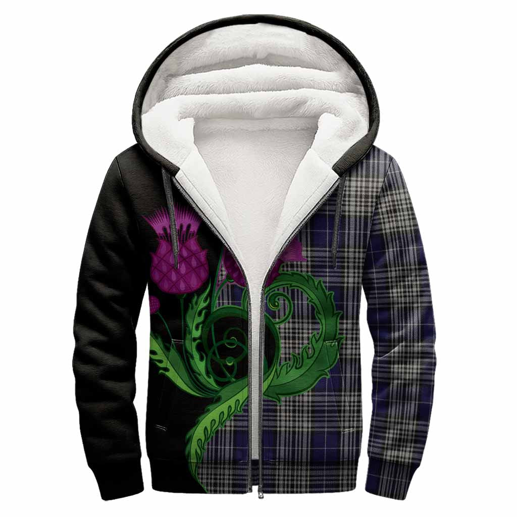 Napier Tartan Sherpa Hoodie Traditional Scottish Thistle