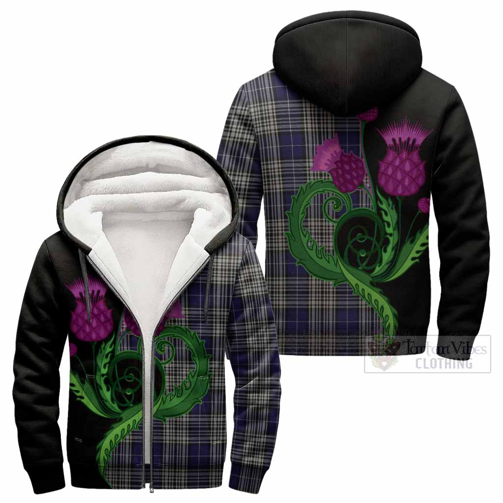 Napier Tartan Sherpa Hoodie Traditional Scottish Thistle