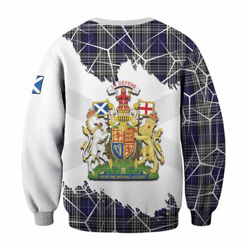 Napier Tartan Sweatshirt with Family Crest and Lion Rampant Grunge Style