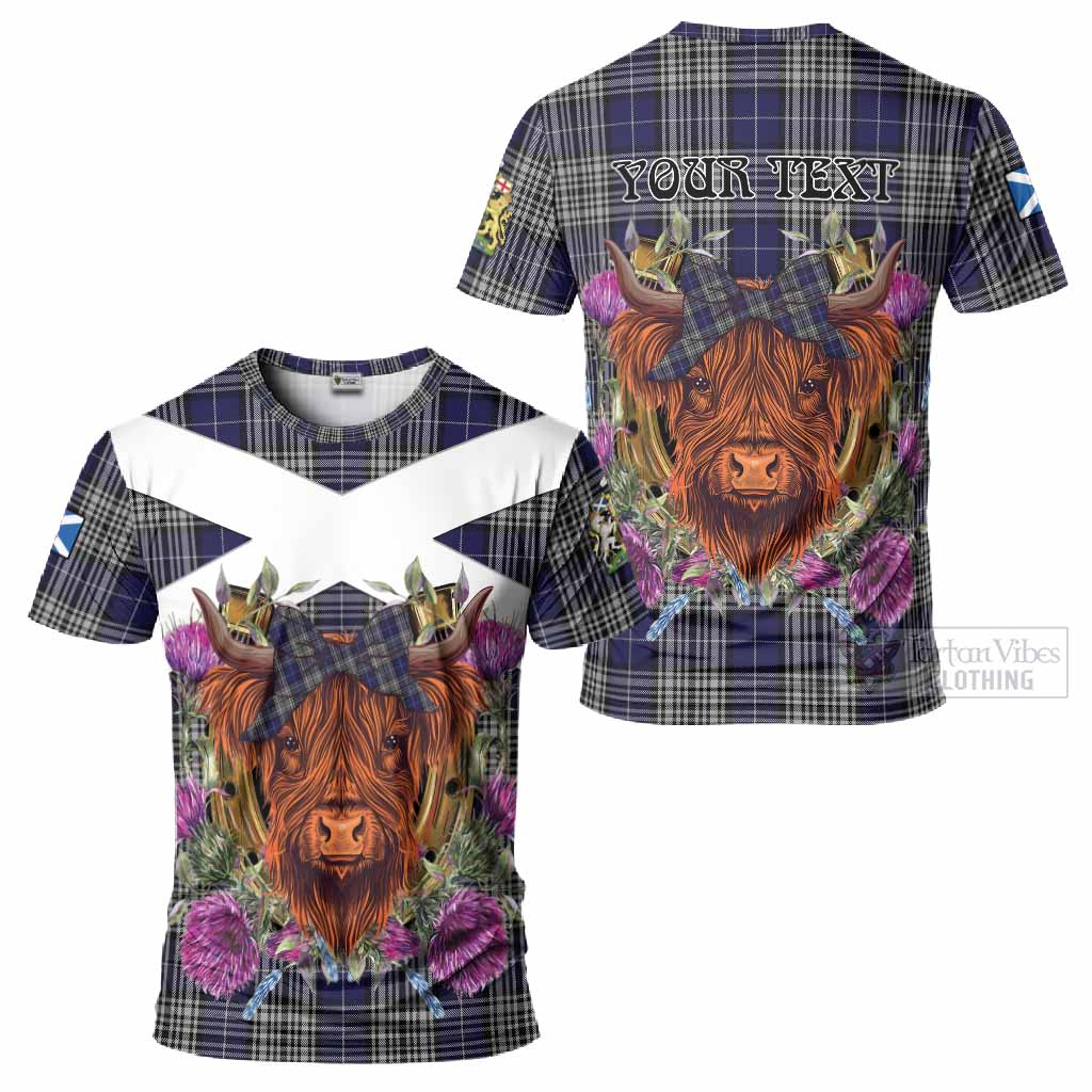 Napier Tartan T-Shirt Scottish Thistle Heilan Coo