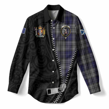 Napier Tartan Women Casual Shirt New Zealand Pattern Unique Zipper Stylized