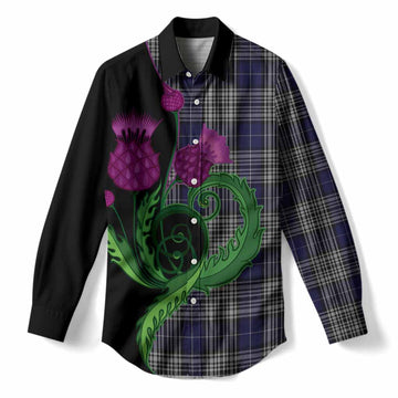 Napier Tartan Women Casual Shirt Traditional Scottish Thistle