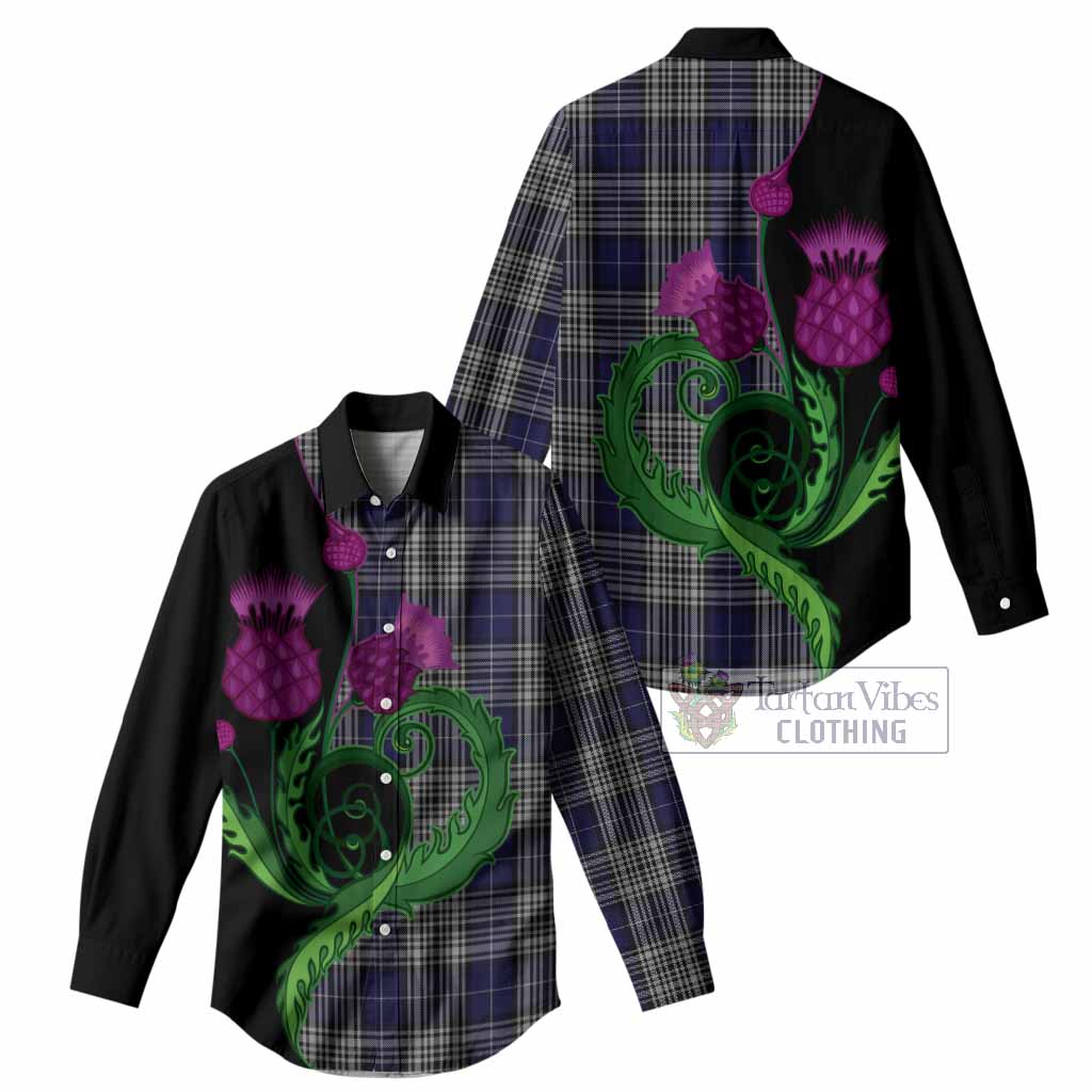 Napier Tartan Women Casual Shirt Traditional Scottish Thistle