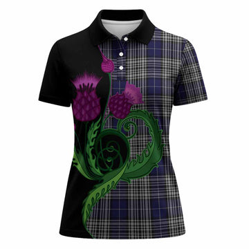Napier Tartan Women Polo Shirt Traditional Scottish Thistle