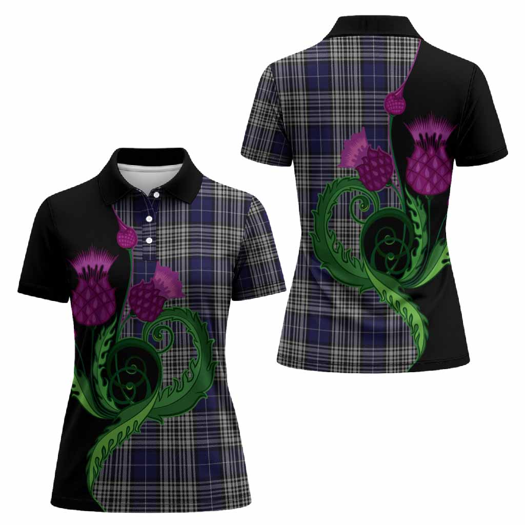 Napier Tartan Women Polo Shirt Traditional Scottish Thistle
