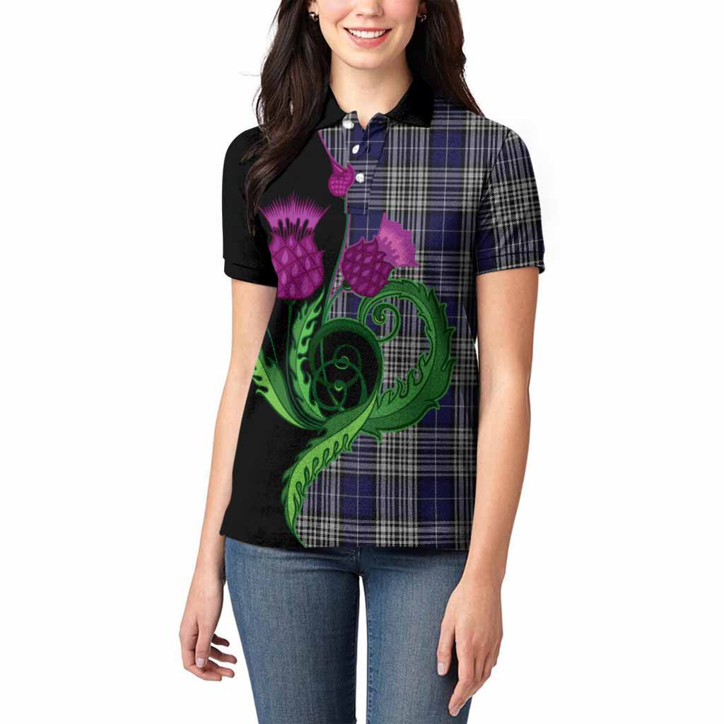 Napier Tartan Women Polo Shirt Traditional Scottish Thistle