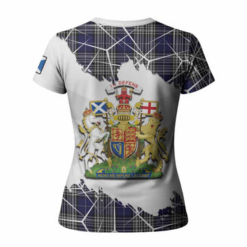 Napier Tartan Women T shirt with Family Crest and Lion Rampant Grunge Style