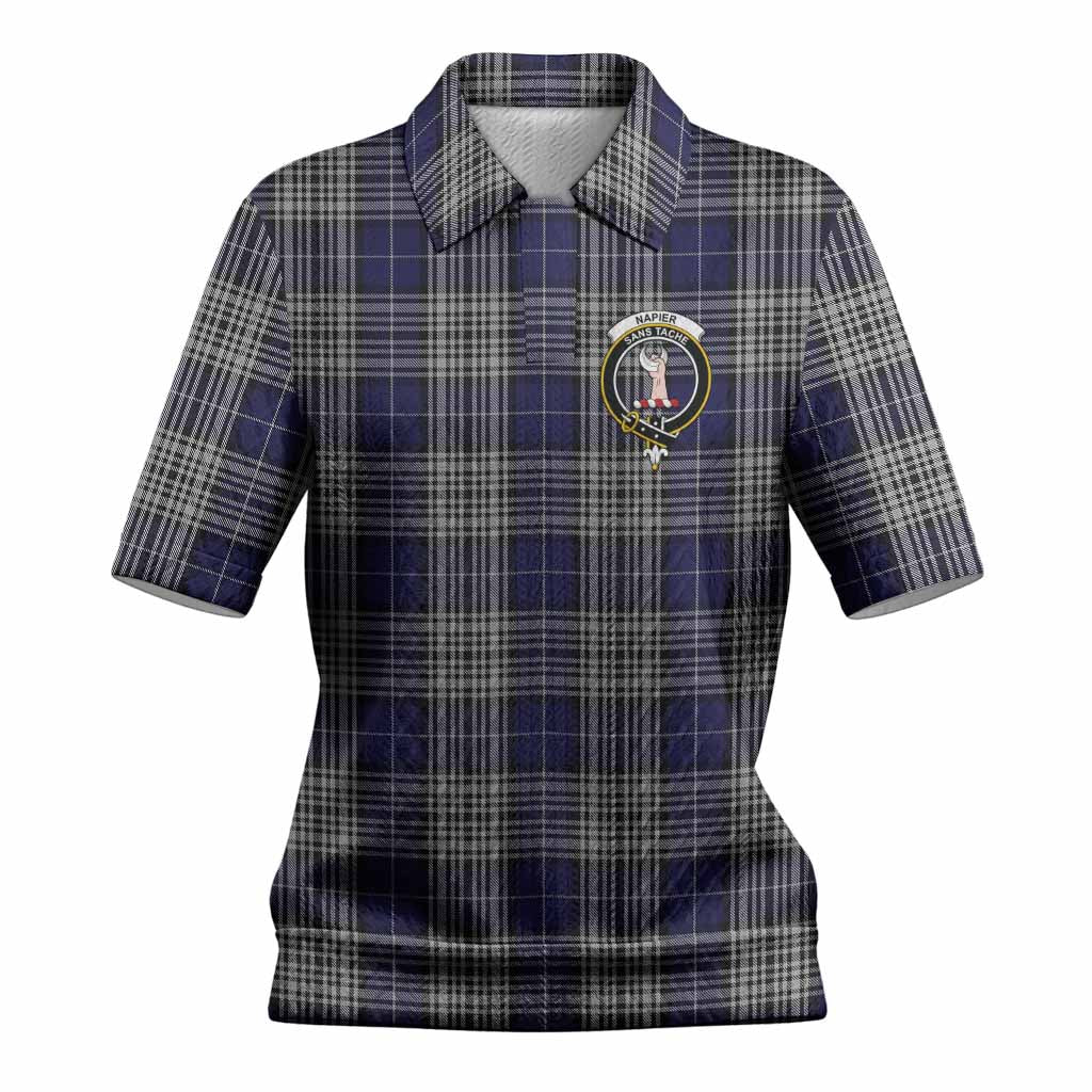 Napier Tartan Women’s Polo Sweater Top with Family Crest