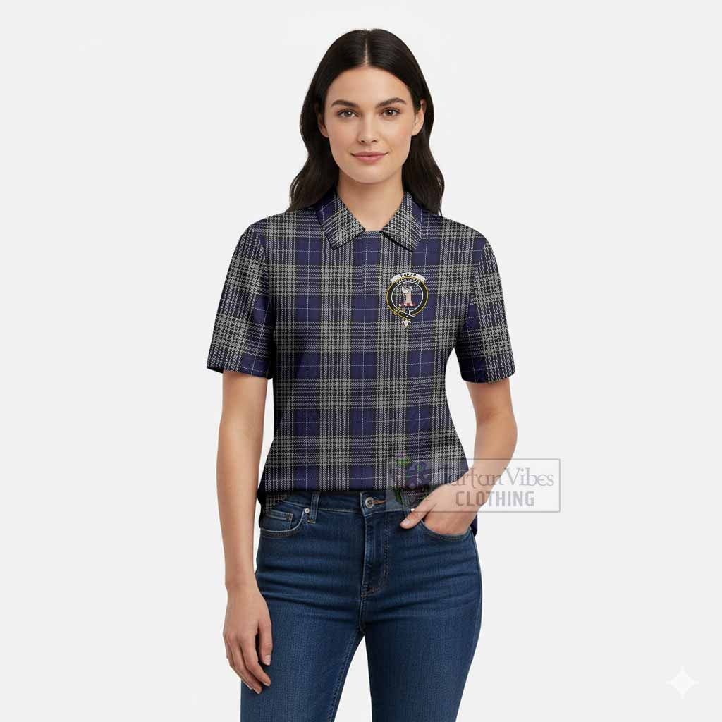 Napier Tartan Women’s Polo Sweater Top with Family Crest