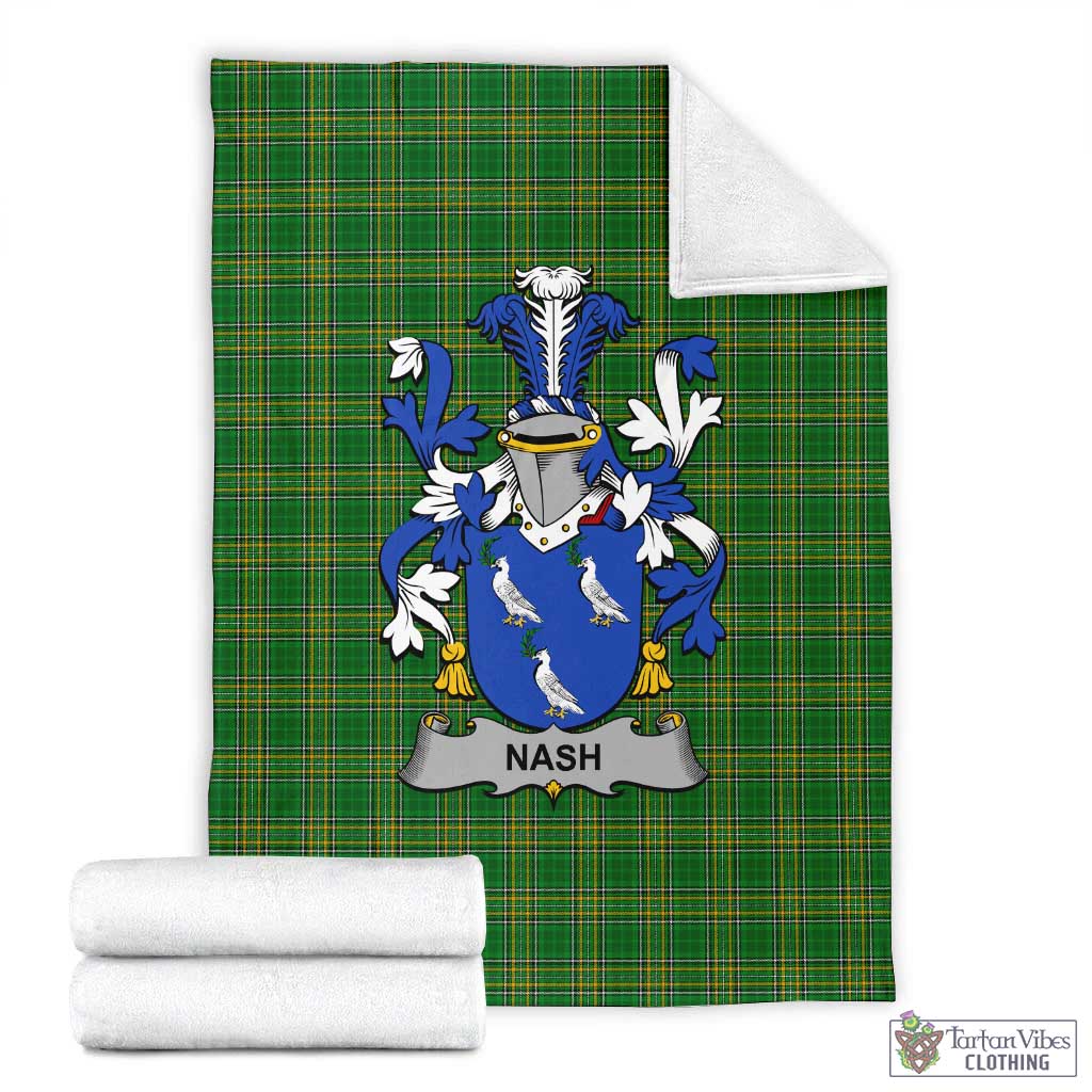 Tartan Vibes Clothing Nash Irish Clan Tartan Blanket with Coat of Arms