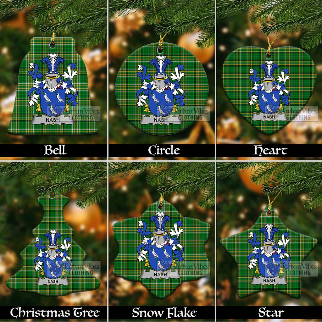 Tartan Vibes Clothing Nash Irish Clan Tartan Christmas Ceramic Ornament with Coat of Arms