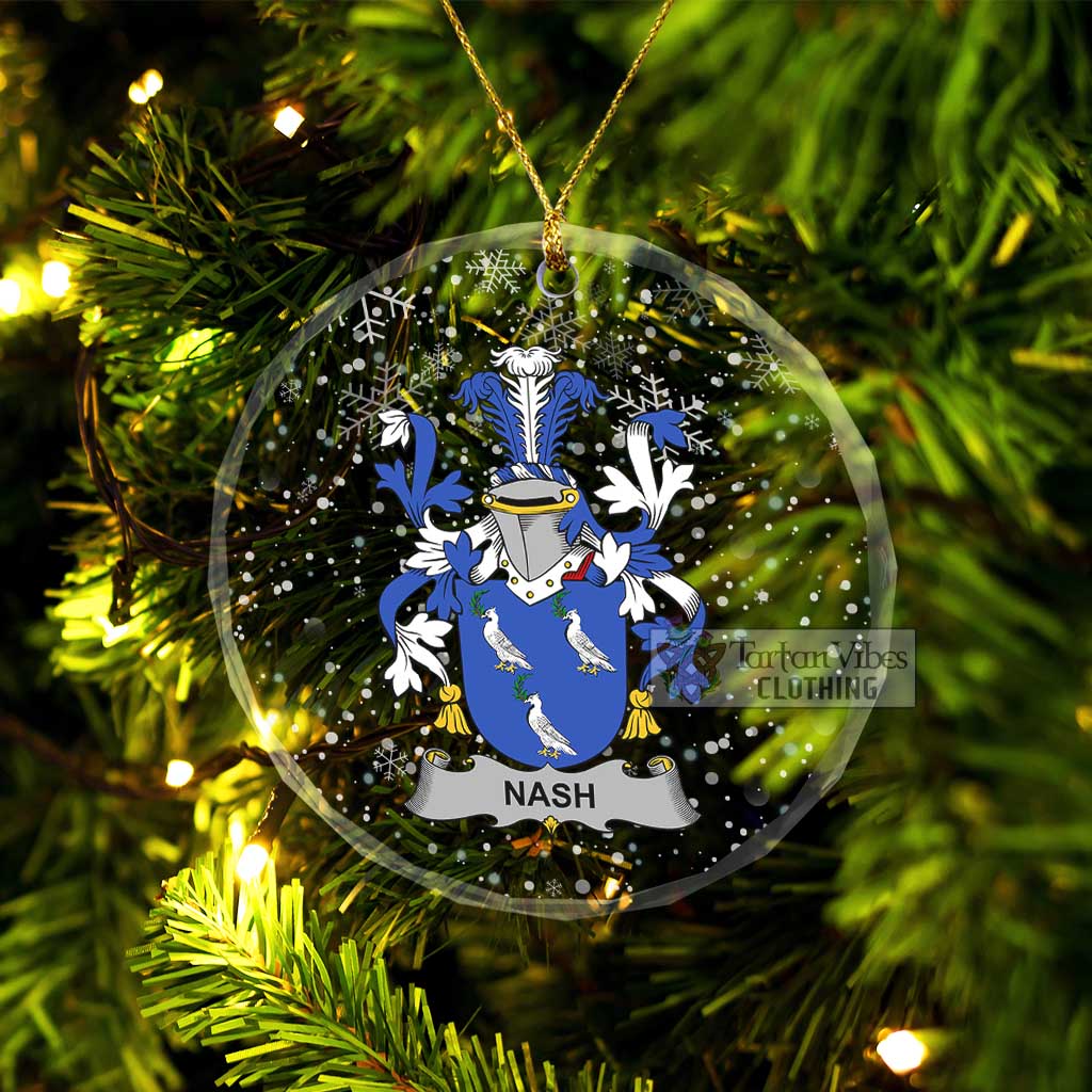 Tartan Vibes Clothing Nash Irish Clan Christmas Glass Ornament with Coat of Arms