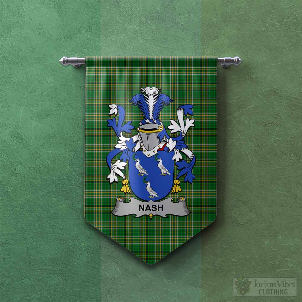 Tartan Vibes Clothing Nash Irish Clan Tartan Gonfalon, Tartan Banner with Coat of Arms