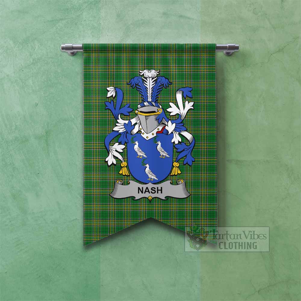 Tartan Vibes Clothing Nash Irish Clan Tartan Gonfalon, Tartan Banner with Coat of Arms