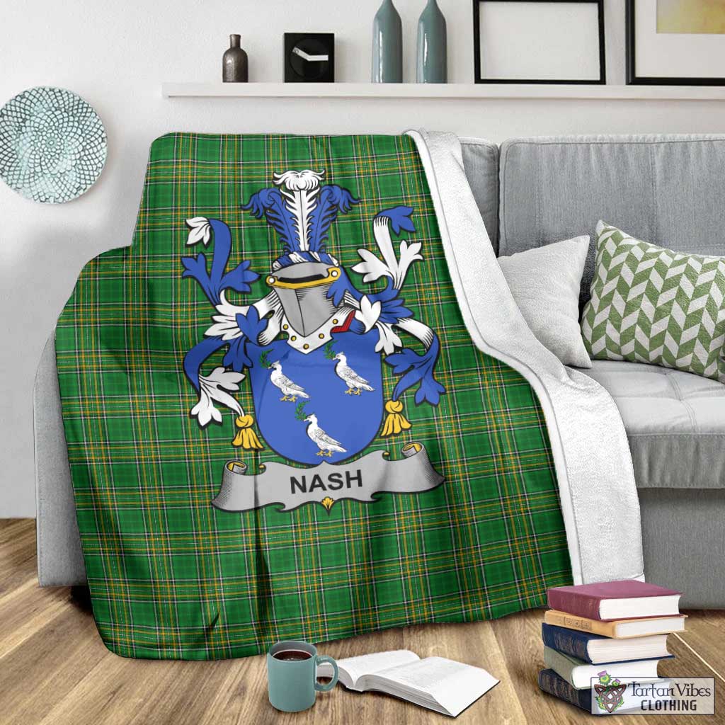 Tartan Vibes Clothing Nash Irish Clan Tartan Blanket with Coat of Arms