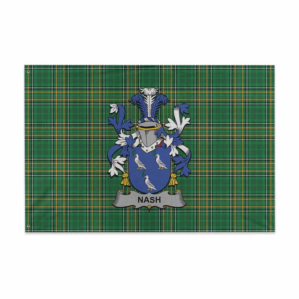 Tartan Vibes Clothing Nash Irish Clan Tartan House Flag with Coat of Arms