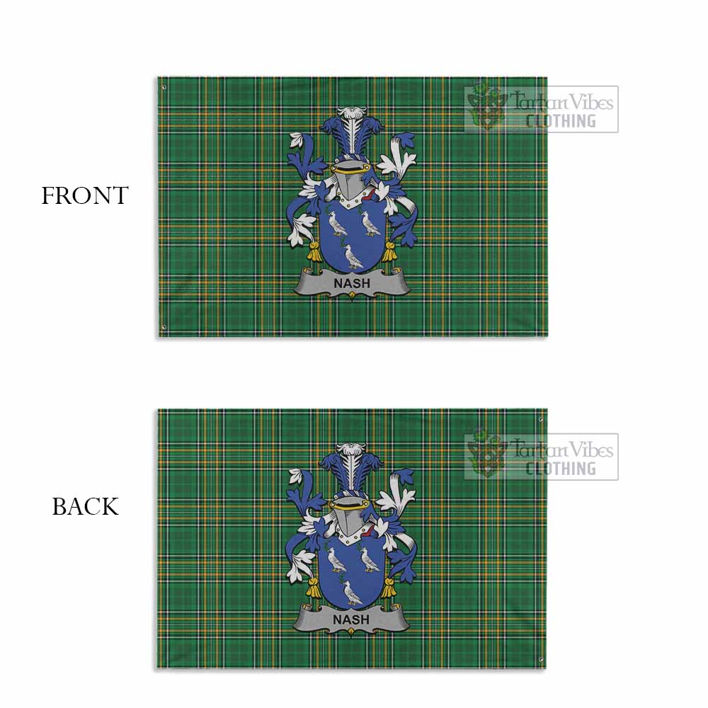 Tartan Vibes Clothing Nash Irish Clan Tartan House Flag with Coat of Arms