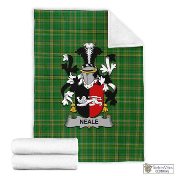 Tartan Vibes Clothing Neale Irish Clan Tartan Blanket with Coat of Arms