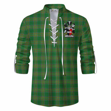 Neale Irish Clan Tartan Ghillie Kilt Shirt with Coat of Arms Men - Tartan Vibes Clothing