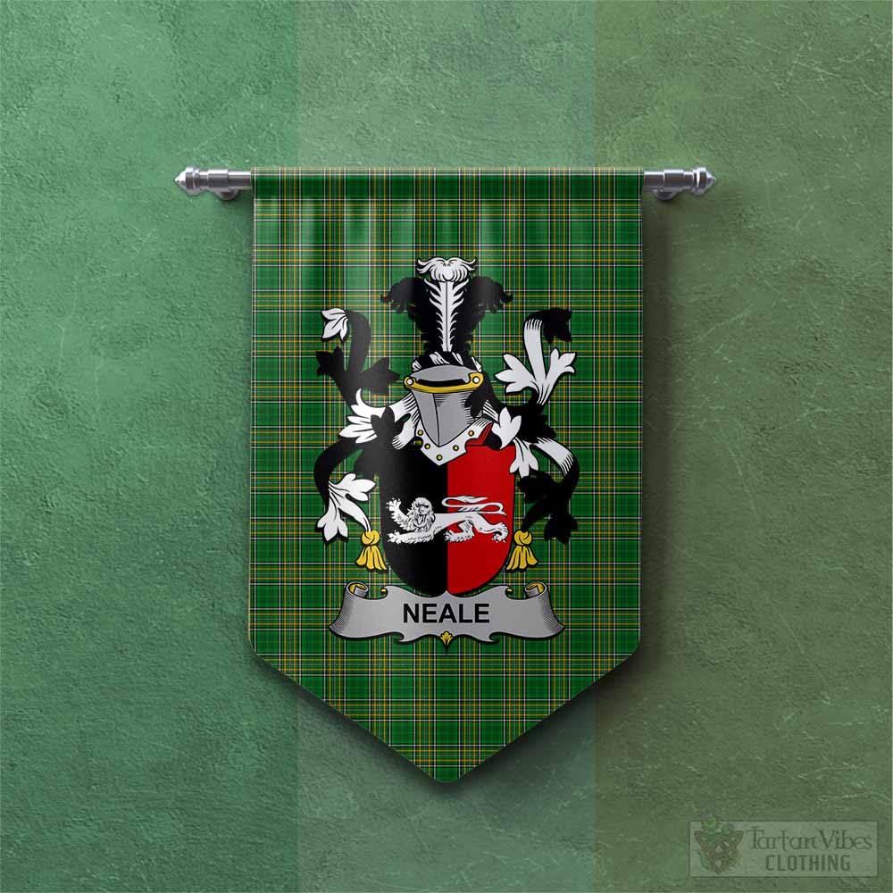 Neale Irish Clan Tartan Gonfalon, Tartan Banner with Coat of Arms Chevron - Tartan Vibes Clothing