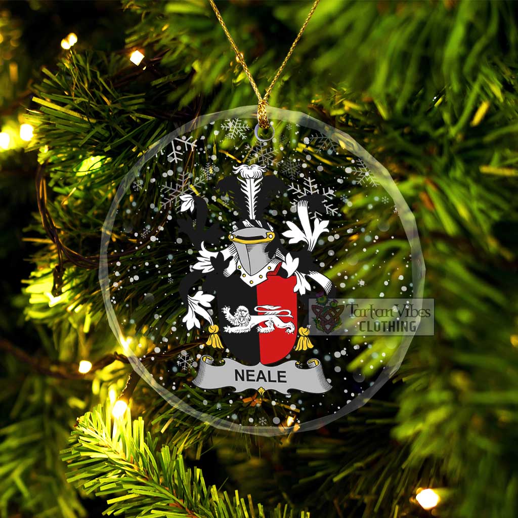 Neale Irish Clan Christmas Glass Ornament with Coat of Arms Transparent Glass Circle - 2D-tartanvibesclothing