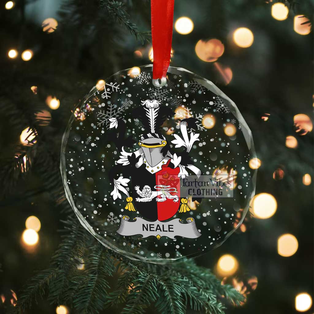 Neale Irish Clan Christmas Glass Ornament with Coat of Arms - 2D-tartanvibesclothing