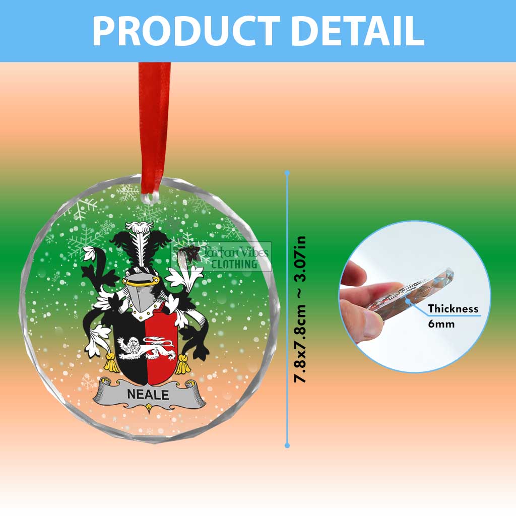 Neale Irish Clan Christmas Glass Ornament with Coat of Arms - 2D-tartanvibesclothing