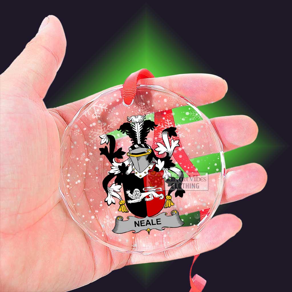 Neale Irish Clan Christmas Glass Ornament with Coat of Arms - 2D-tartanvibesclothing