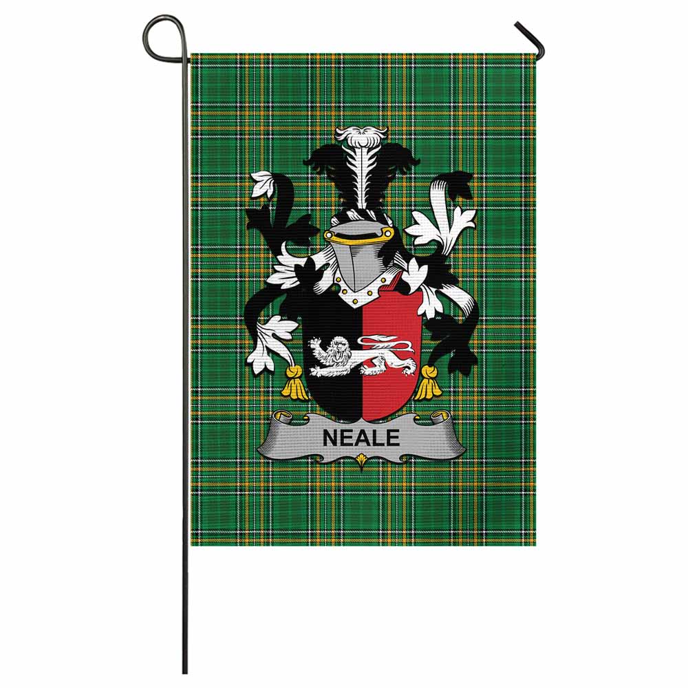 Neale Irish Clan Tartan Flag with Coat of Arms