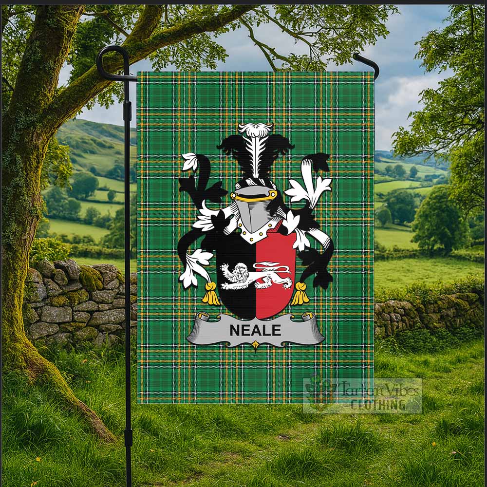 Neale Irish Clan Tartan Flag with Coat of Arms