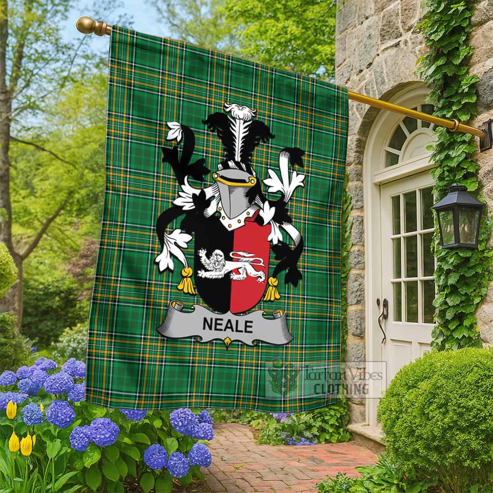 Neale Irish Clan Tartan Flag with Coat of Arms