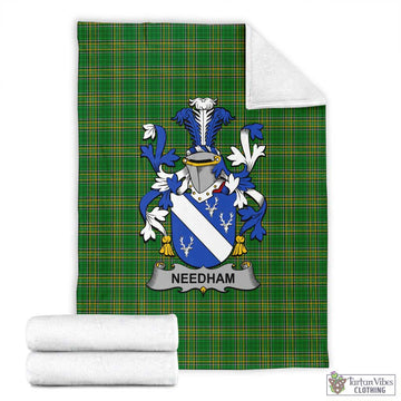 Tartan Vibes Clothing Needham Irish Clan Tartan Blanket with Coat of Arms