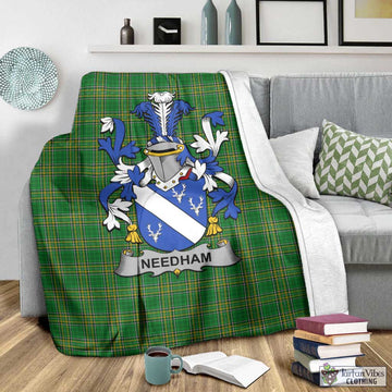 Tartan Vibes Clothing Needham Irish Clan Tartan Blanket with Coat of Arms