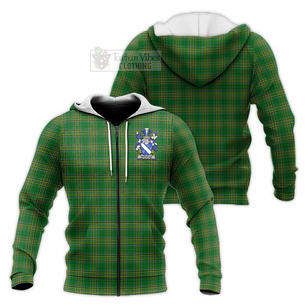 Needham Irish Clan Tartan Knitted Hoodie with Coat of Arms - Tartan Vibes Clothing
