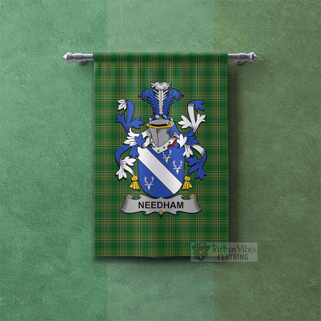 Needham Irish Clan Tartan Gonfalon, Tartan Banner with Coat of Arms Rectangle - Tartan Vibes Clothing