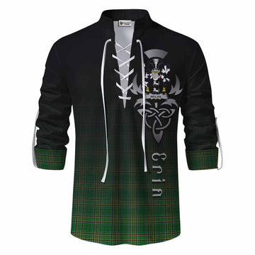 Neilan Irish Clan Ghillie Kilt Shirt with Coat of Arms Erin Go Bragh Celtic Inspired Men - Tartan Vibes Clothing