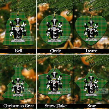 Neilan Irish Clan Tartan Christmas Ceramic Ornament with Coat of Arms