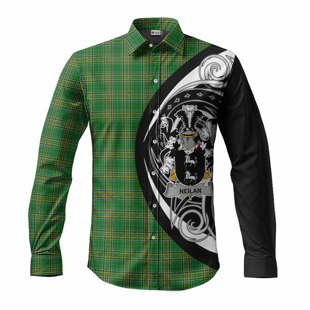 Tartan Vibes Clothing Neilan Irish Clan Long Sleeve Button Shirt Celtic Circle Style