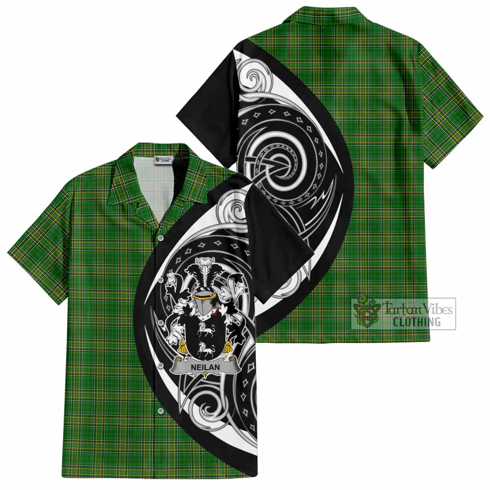 Tartan Vibes Clothing Neilan Irish Clan Short Sleeve Button Shirt Celtic Circle Style